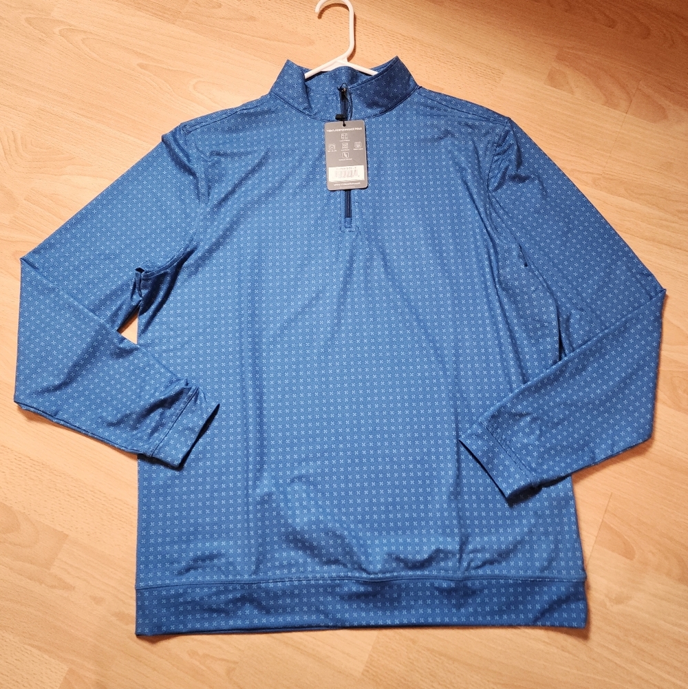 NWT Vivid Golf Muirfield Q-Zip Blue Long Sleeve Pullover Top Very Soft Size M